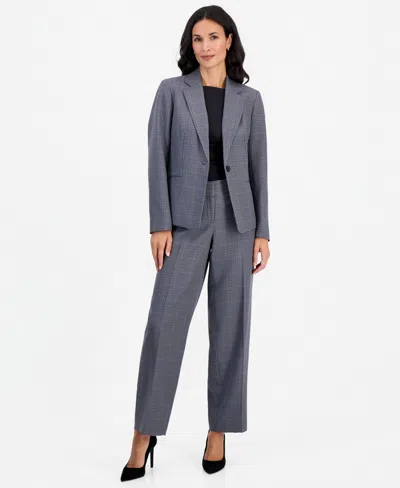 Le Suit Women's Plaid Wide-leg Jacket And Pants, 2-piece Set In Grey Multi
