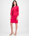 Le Suit Women's Shawl-collar Jacket & Sleeveless Dress Suit Set, Regular & Petite In Red