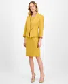 Le Suit Women's Shawl-collar Jacket & Sleeveless Dress Suit Set, Regular & Petite In Yellow