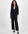 Le Suit Women's Shawl-collar One-button Jacket & Pull-on Straight-leg Pants In Black