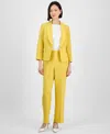 Le Suit Women's Shawl-collar One-button Jacket & Pull-on Straight-leg Pants In Golden Sunset