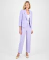 Le Suit Women's Shawl-collar One-button Jacket & Pull-on Straight-leg Pants In Lilac