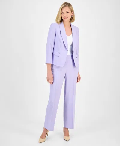 Le Suit Women's Shawl-collar One-button Jacket & Pull-on Straight-leg Pants In Lilac