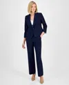 Le Suit Women's Shawl-collar One-button Jacket & Pull-on Straight-leg Pants In Midnight Navy
