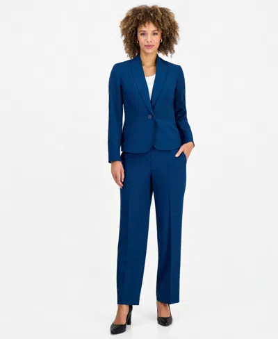 Le Suit Women's Shawl-collar Wide-leg Jacket And Pants Suit, 2-piece Set In Blue