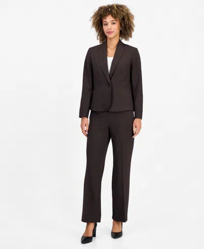 Le Suit Women's Shawl-collar Wide-leg Jacket And Pants Suit, 2-piece Set In Brown