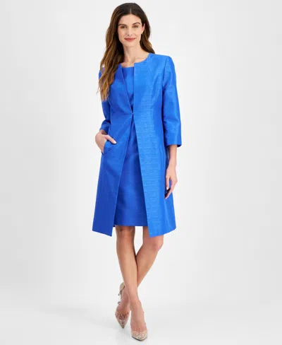 Le Suit Women's Sheath Dress With Topper Jacket In Cornflower