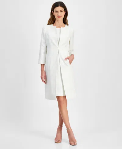 Le Suit Women's Sheath Dress With Topper Jacket In Vanilla Ice