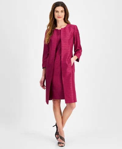 Le Suit Women's Sheath Dress With Topper Jacket In Wild Rose