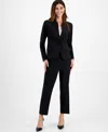 Le Suit Petites Womens Solid Polyester One-button Suit In Black