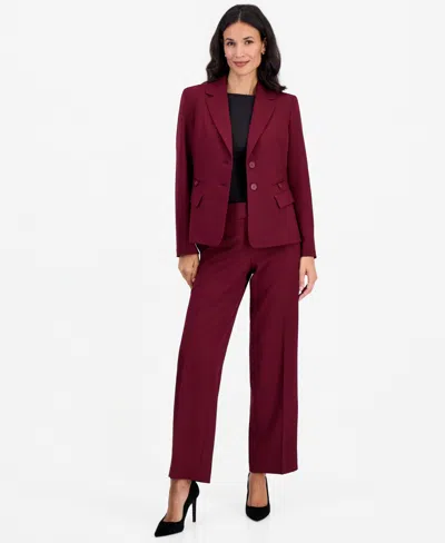 Le Suit Women's Stretch Wide Leg 2-piece Pant Suit In Bordeaux