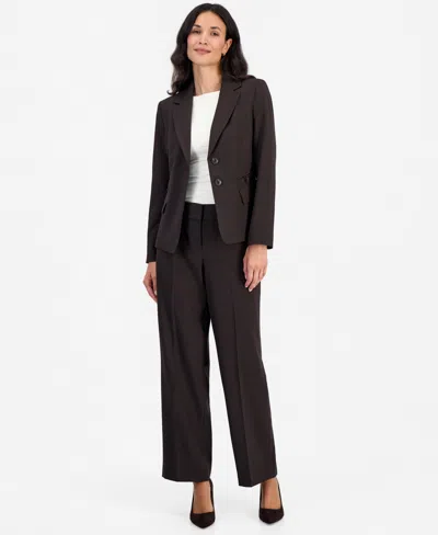 Le Suit Women's Stretch Wide Leg 2-piece Pant Suit In Espresso