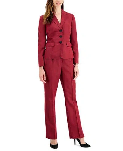 Pre-owned Le Suit Women's Three-button Jacket & Pants (fire Red/black, 4)