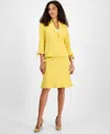 Le Suit Women's Three-button Tie-cuff Jacket & Flounce-hem Skirt In Golden Sunset