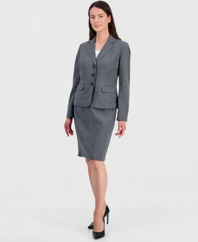 Le Suit Women's Three-button Notch-collar Jacket & Slim Skirt Suit In Gray