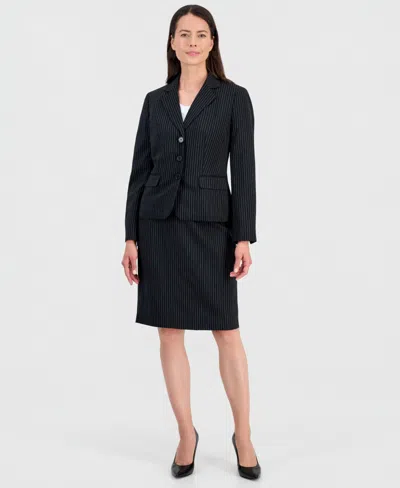 Le Suit Women's Three-button Notch-collar Jacket & Slim Skirt Suit In Black