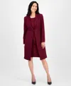 Le Suit Women's Topper Jacket & Sleeveless Dress Suit In Burgundy