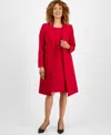 Le Suit Women's Topper Jacket & Sleeveless Dress Suit In Red