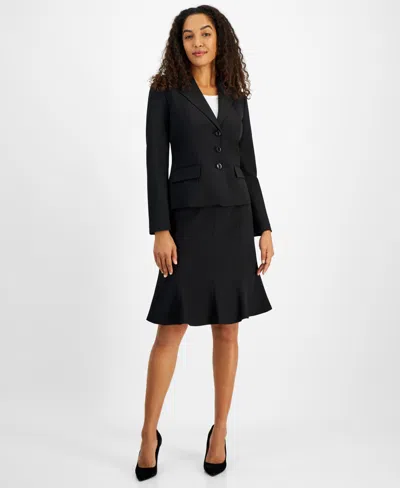 Le Suit Petite Trumpet Skirt Suit In Black