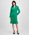 Le Suit Petite Trumpet Skirt Suit In Pepper Green