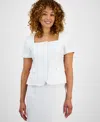 Le Suit Women's Tweed Square-neck Button-front Jacket & Slim Skirt In White