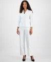Le Suit Women's Two-button Jacket & Pant Suit Regular & Petite Sizes In Natural White