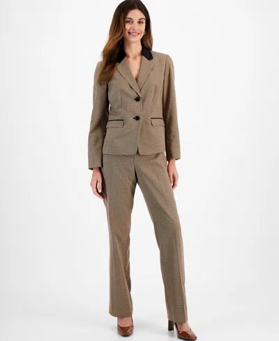 Le Suit Women's Two-button Pantsuit, Regular & Petite In Bordeaux Multi