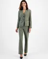 Le Suit Women's Two-button Pantsuit, Regular & Petite In Emerald Multi