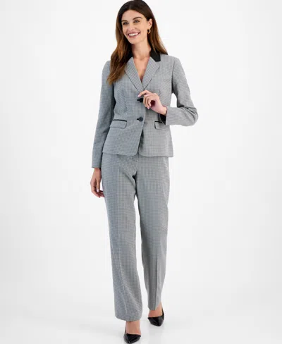 Le Suit Women's Two-button Pantsuit, Regular & Petite In Light Grey Multi