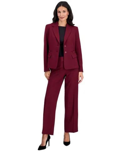 Le Suit Women's Wide Leg Notched-collar Jacket And Pants, 2-piece Suit Set In Brown