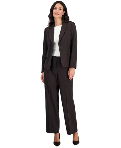 Le Suit Women's Wide Leg Notched-collar Jacket And Pants, 2-piece Suit Set In Brown