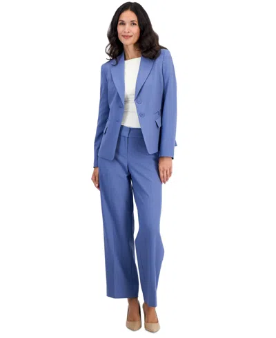 Le Suit Women's Wide Leg Notched-collar Jacket And Pants, 2-piece Suit Set In Blue