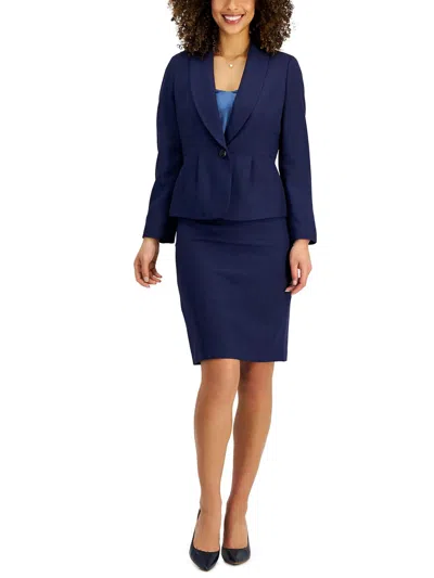 Le Suit Shawl-collar Slim Skirt Suit, Regular And Petite Sizes In Twilight Blue