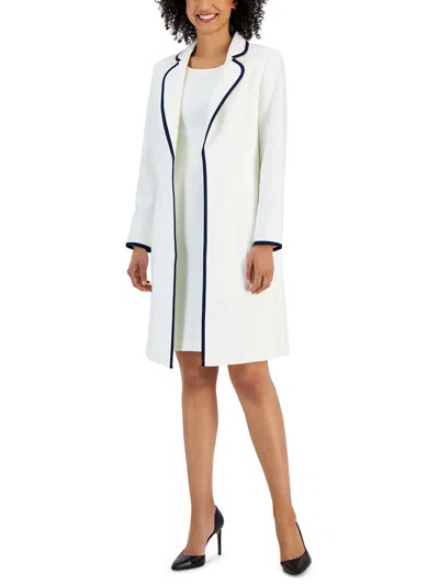 Le Suit Jacquard Framed Sheath Dress Suit, Available Regular And Petite Sizes In White,indigo