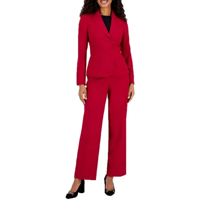 Le Suit Womens Collar Polyester Two-button Suit In Red