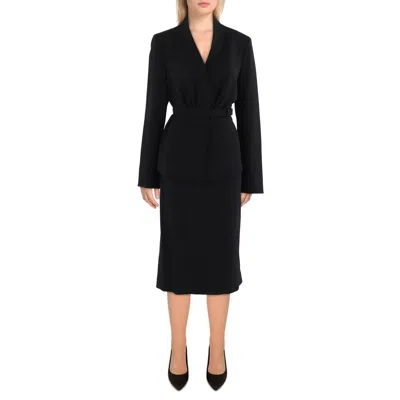 Le Suit Womens Pleated Business Open-front Blazer In Black