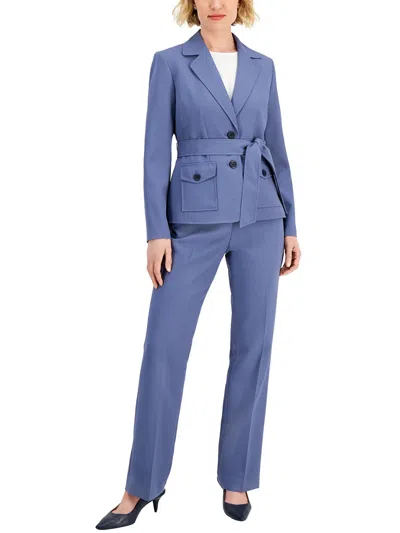 Le Suit Women's Belted Safari Jacket And Kate Pants, Regular & Petite Sizes In Blue