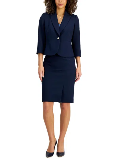 Le Suit Womens Textured Office Pencil Skirt In Blue