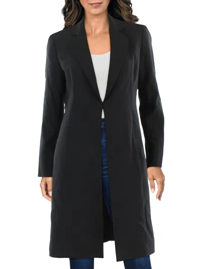 Le Suit Womens Topper Long Duster Blazer In Black