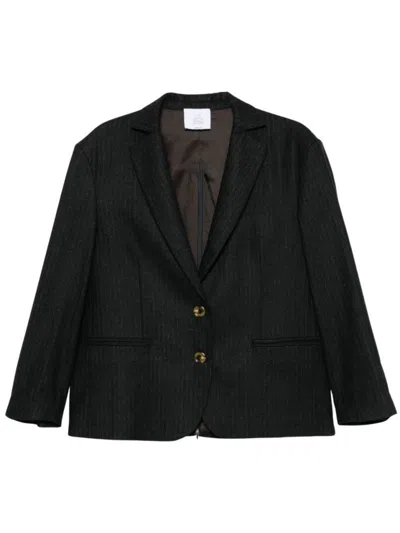 Le Sully Studio Anthracite Grey Pinstripe Lisa Blazer In Multicolor