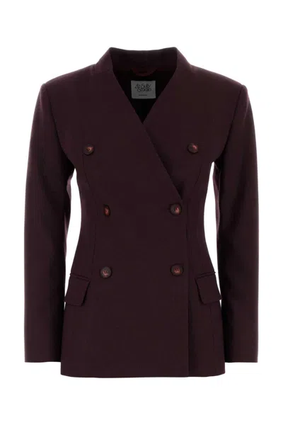 Le Sully Studio Aubergine Stretch Flannel Blazer In Purple