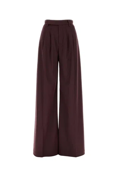 Le Sully Studio Aubergine Stretch Flannel Wide-leg Pant In Purple