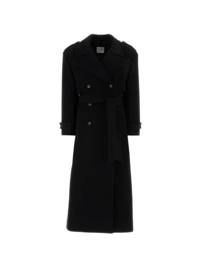 Le Sully Studio Belted Double-breasted Coat In Black