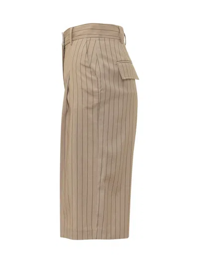 Le Sully Studio Bermuda Gessati Mini Shorts In Beige