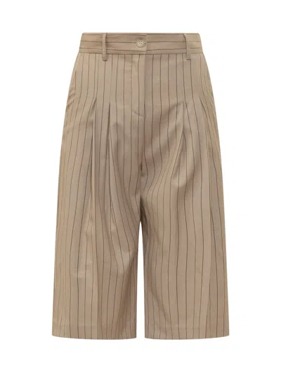 Le Sully Studio Bermuda Gessati Mini Shorts In Neutral