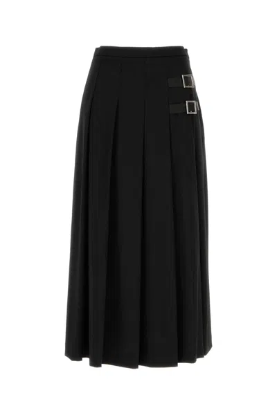 Le Sully Studio Black Stretch Wool Blend Mini Skirt
