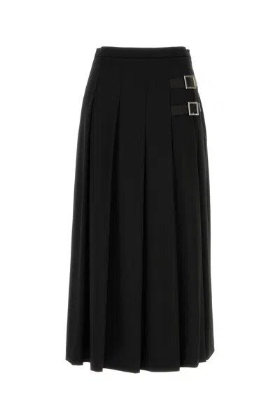 Le Sully Studio Black Stretch Wool Blend Skirt