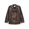 Le Sully Studio Chocolate Brown Vintage Faux Leather Viktor Biker Jacket