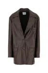 Le Sully Studio Brown Synthetic Leather Blazer In Brown