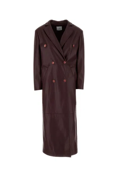 Le Sully Studio Burgundy Synthetic Leather Coat